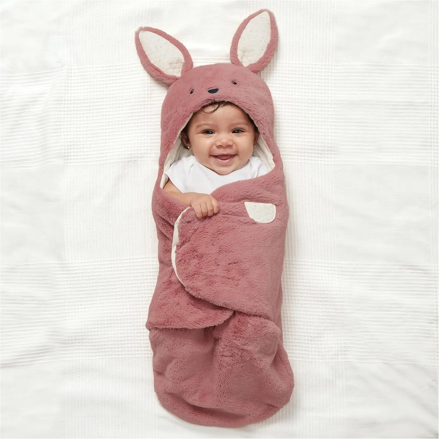 GUND Baby Oh So Snuggly Bunny Blanket Wrap, Plush Hooded Baby Blanket Wrap for Newborns, Pink/Cream, 26”