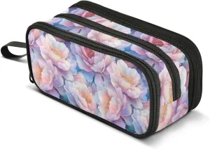 GuoChe Beauty Spring Flowers Nylon Boys Pencil Bag High Capacity Pencil Case For Girls Stationery Bag for Preppy School Preppy