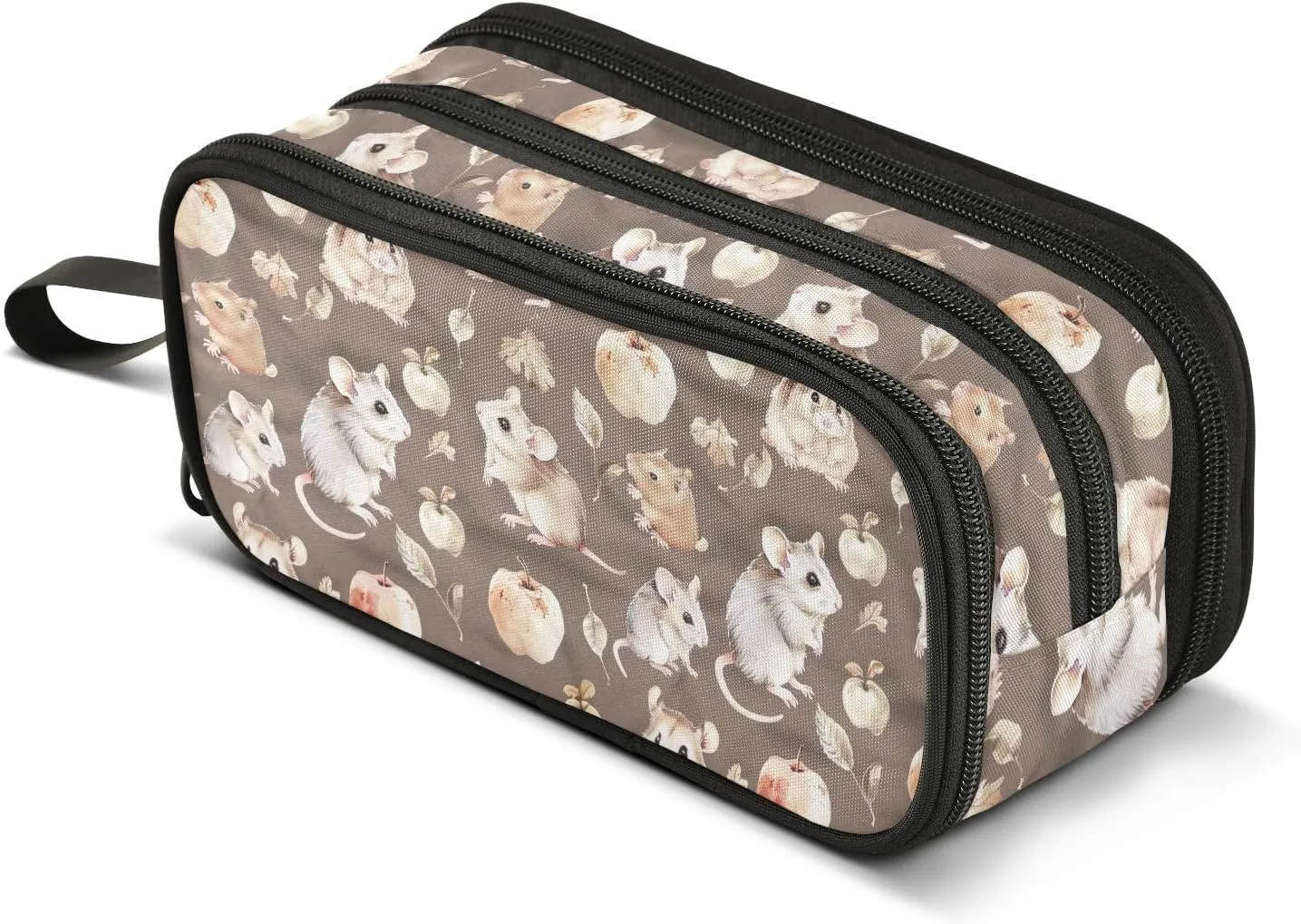 GuoChe Brown animal Nylon Large Pencil Bag For Boys Large Capacity Pencil Case For Boys School Stationery for High School Kids