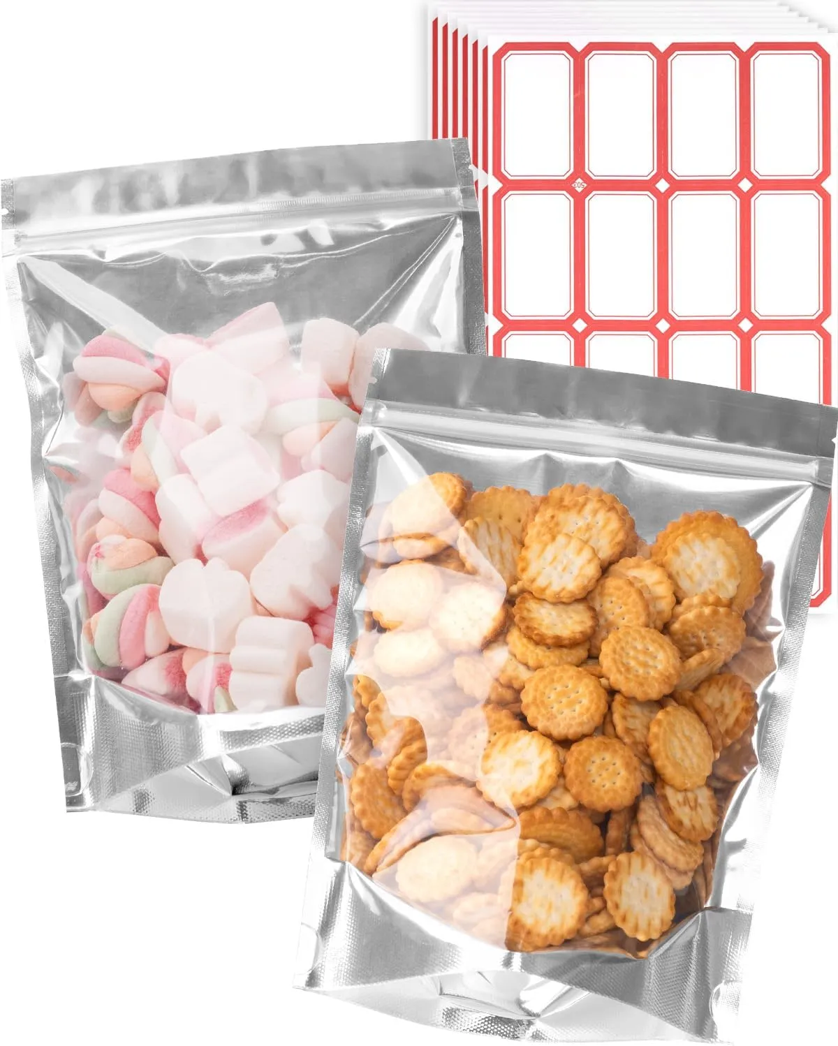Gwybkq 6x9 Inch Stand-Up Mylar Bags (200pcs) - Resealable Smell-Proof Food Storage with Clear Window, for Snacks/Candy/Coffee Beans, Small Business & Gifting