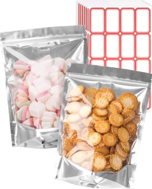 Gwybkq 6x9 Inch Stand-Up Mylar Bags (200pcs) - Resealable Smell-Proof Food Storage with Clear Window, for Snacks/Candy/Coffee Beans, Small Business & Gifting