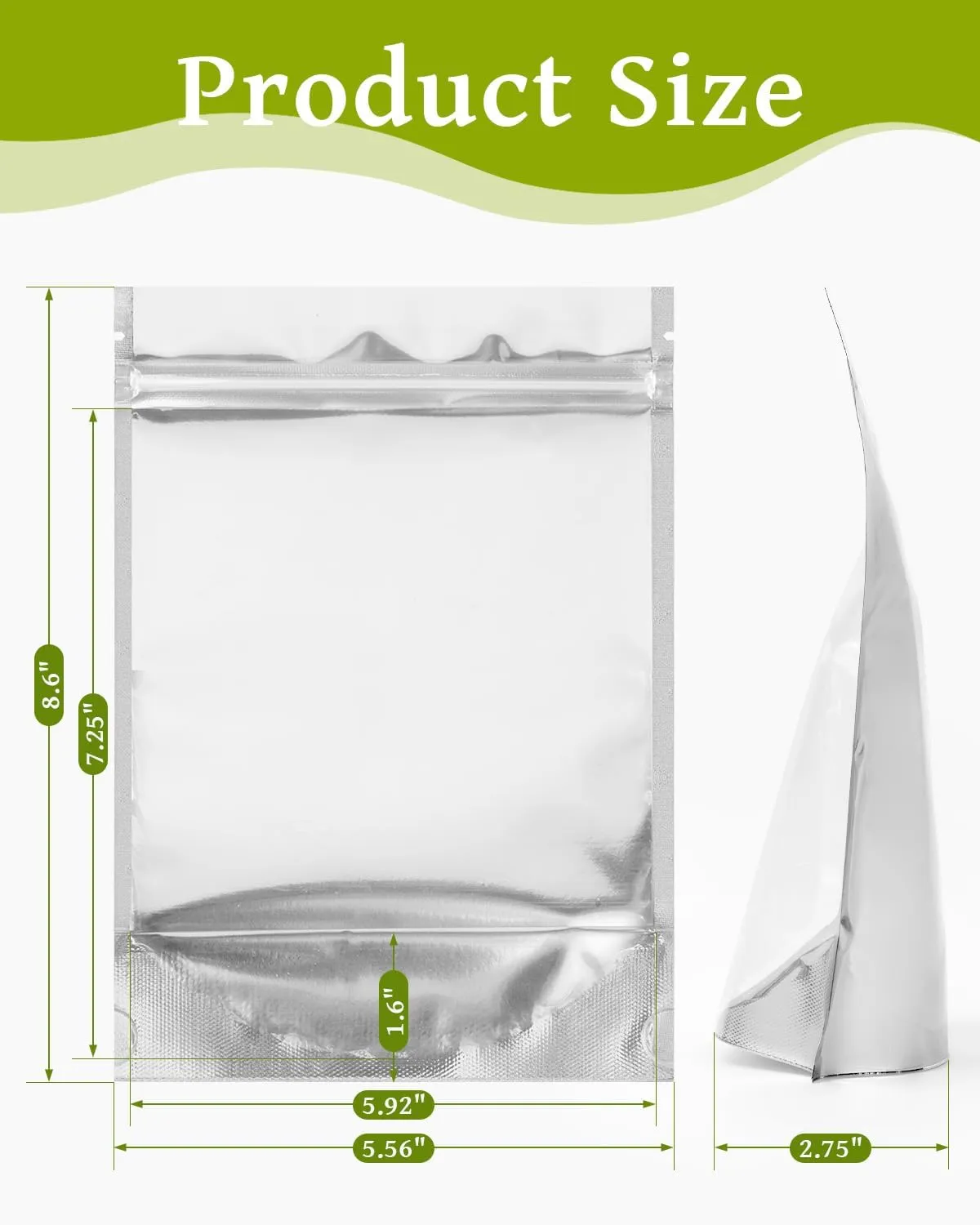 Gwybkq 6x9 Inch Stand-Up Mylar Bags (200pcs) - Resealable Smell-Proof Food Storage with Clear Window, for Snacks/Candy/Coffee Beans, Small Business & Gifting