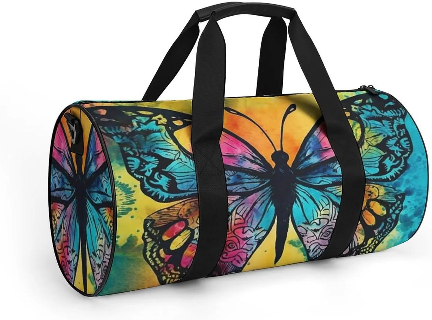 Gym Bag for Men Women Butterfly Tie Dye Duffel Bag Overnight Bag with Compartment Gym Sackpac