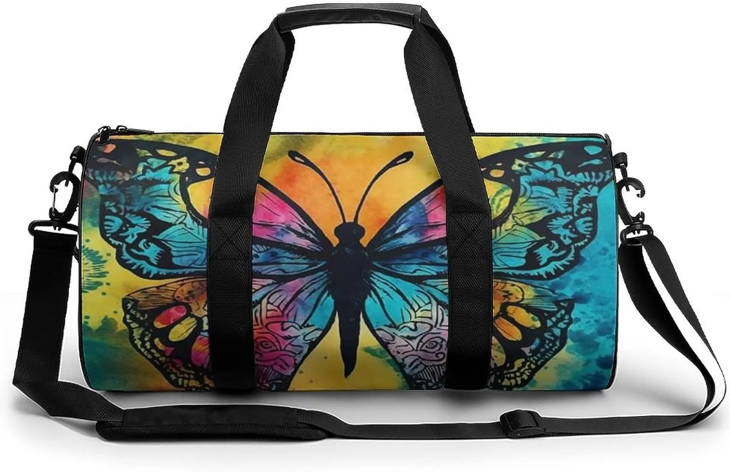 Gym Bag for Men Women Butterfly Tie Dye Duffel Bag Overnight Bag with Compartment Gym Sackpac
