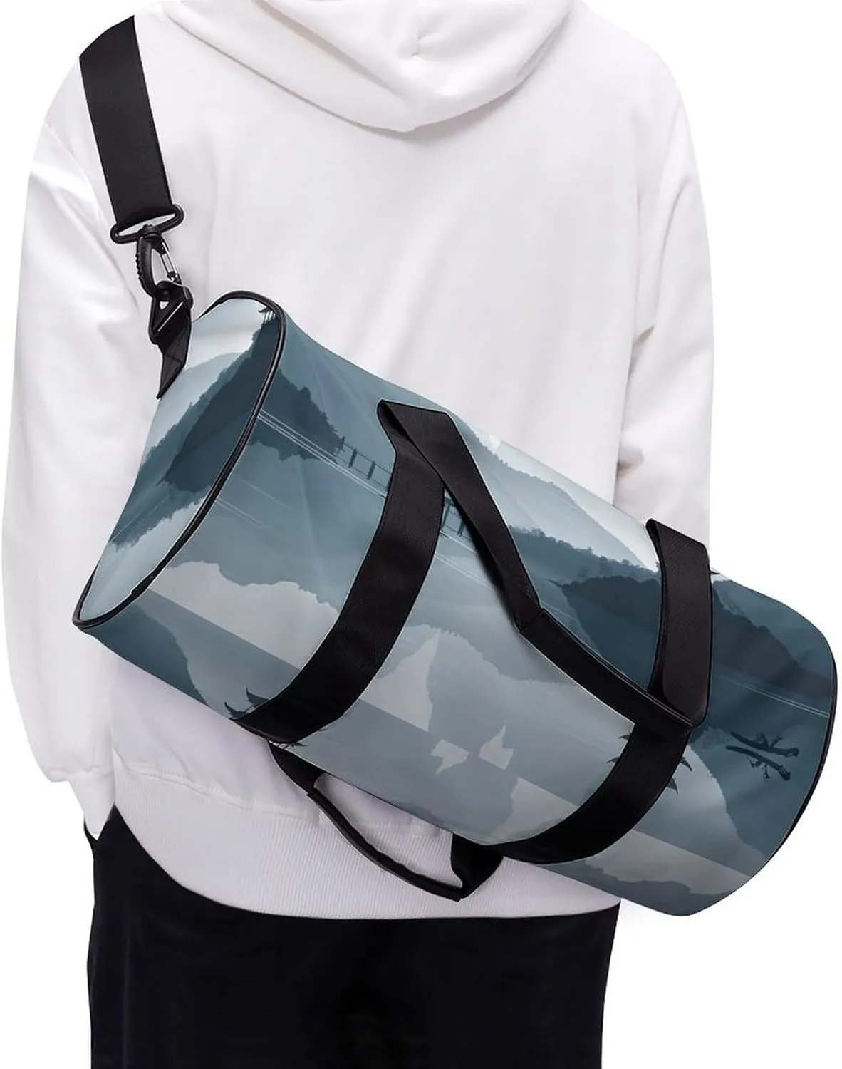 Gym Bag for Men Women Chinese Style Landscape Duffel Bag Overnight Bag with Compartment Gym Sackpac