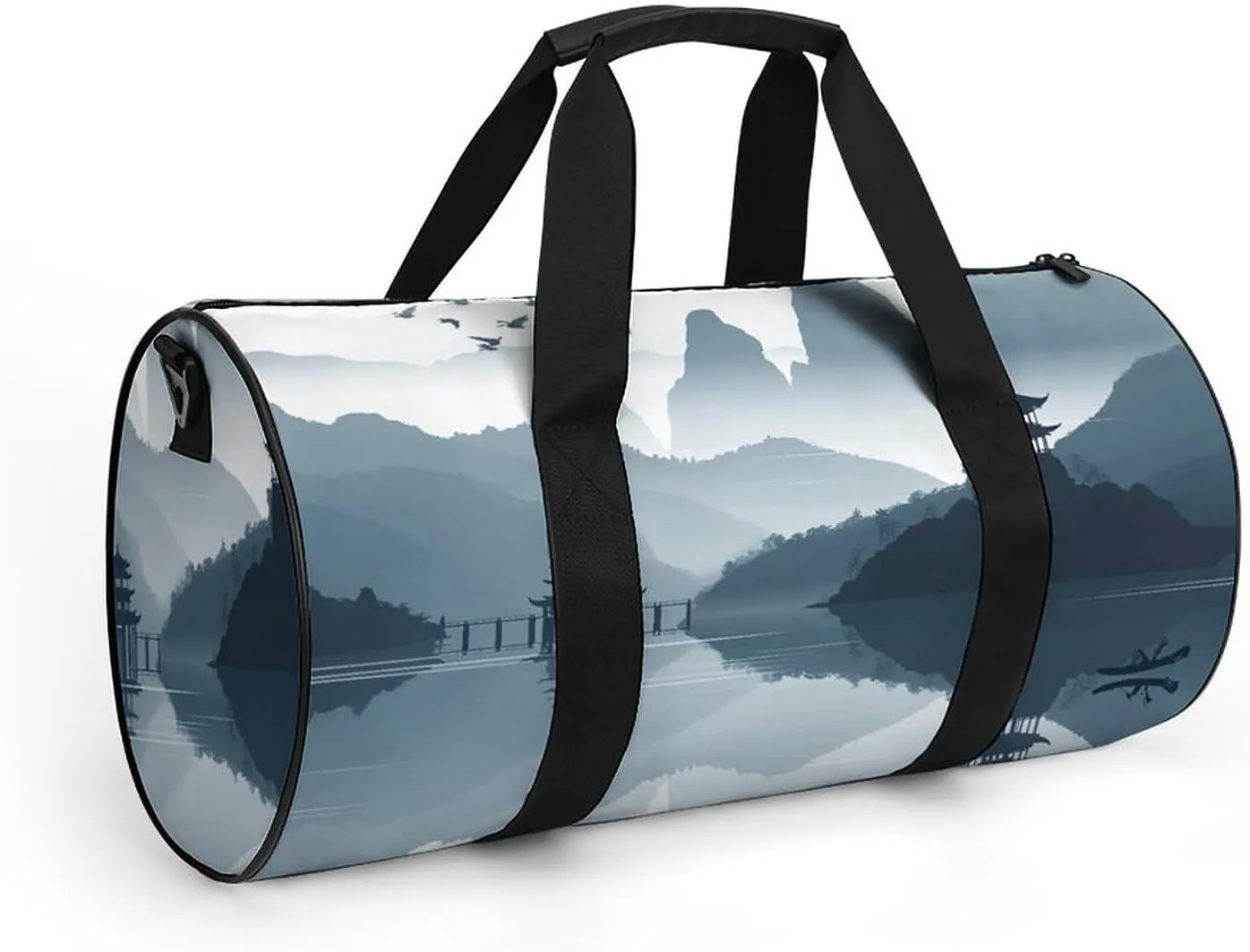 Gym Bag for Men Women Chinese Style Landscape Duffel Bag Overnight Bag with Compartment Gym Sackpac