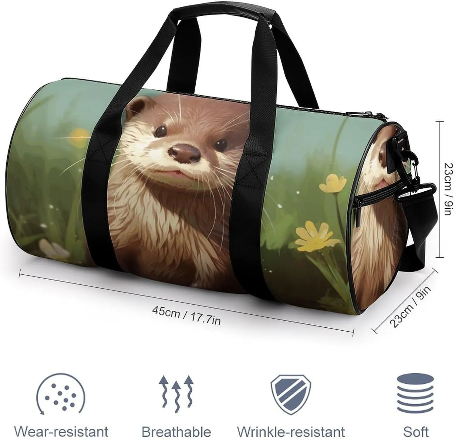 Gym Bag for Men Women Cute Otter Duffel Bag Overnight Bag with Compartment Gym Sackpac