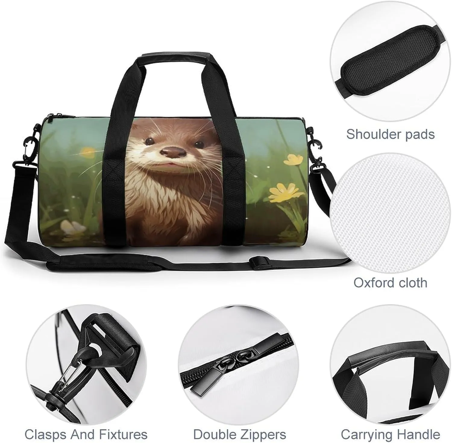 Gym Bag for Men Women Cute Otter Duffel Bag Overnight Bag with Compartment Gym Sackpac