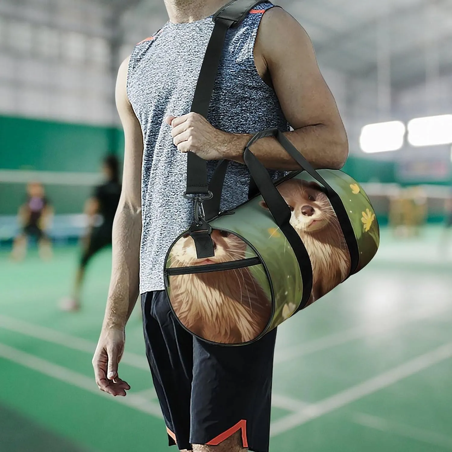 Gym Bag for Men Women Cute Otter Duffel Bag Overnight Bag with Compartment Gym Sackpac