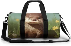 Gym Bag for Men Women Cute Otter Duffel Bag Overnight Bag with Compartment Gym Sackpac