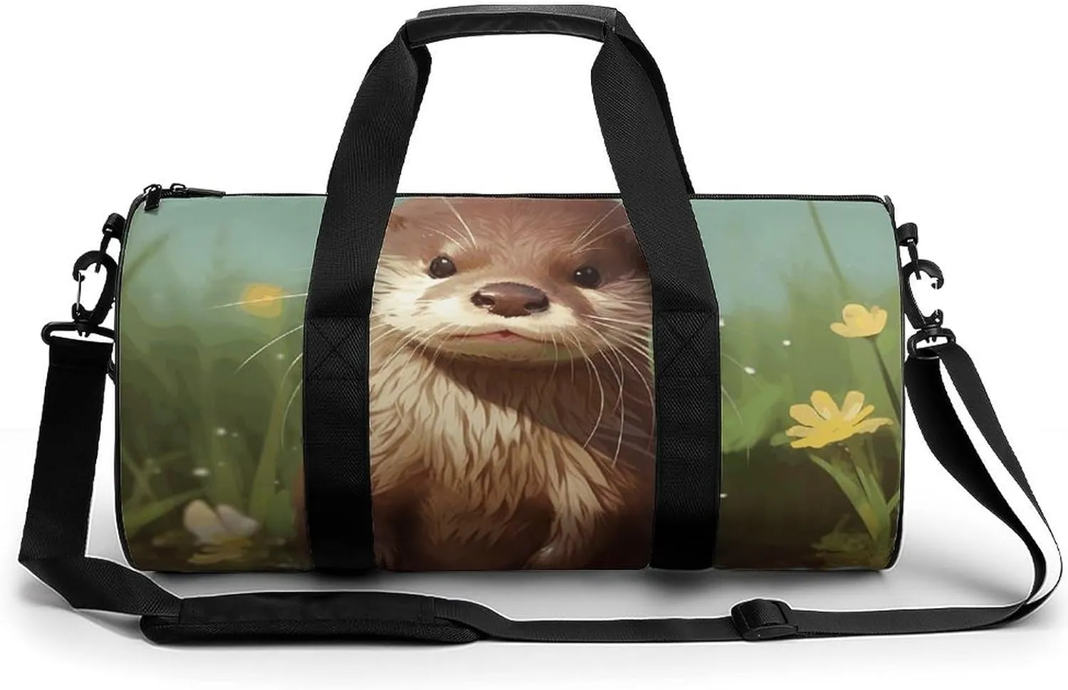 Gym Bag for Men Women Cute Otter Duffel Bag Overnight Bag with Compartment Gym Sackpac