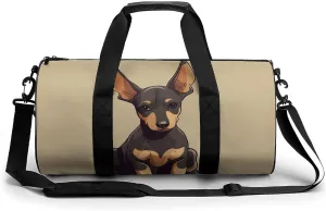 Gym Bag for Men Women Doberman Puppy with Erect Ears Duffel Bag Overnight Bag with Compartment Gym Sackpac