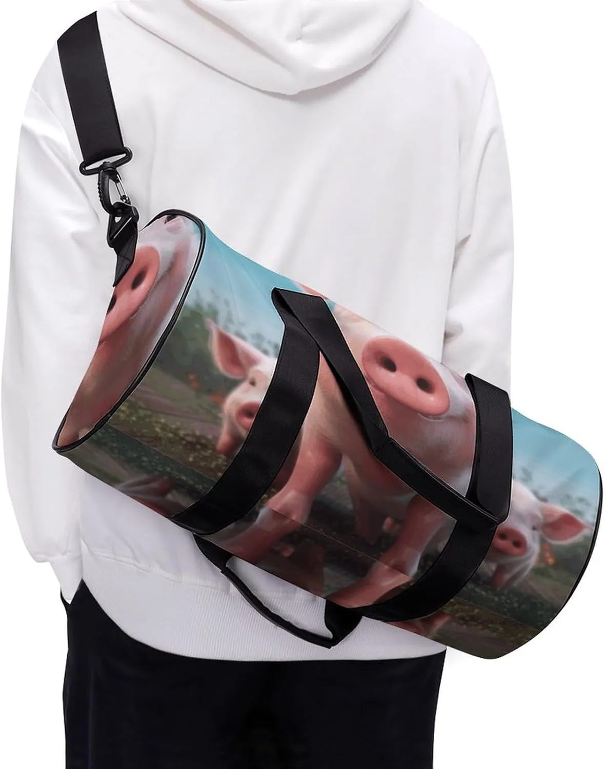 Gym Bag for Men Women Funny Cute Pig Duffel Bag Overnight Bag with Compartment Gym Sackpac