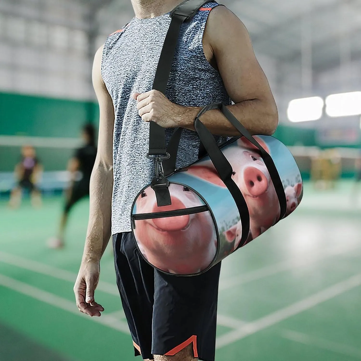 Gym Bag for Men Women Funny Cute Pig Duffel Bag Overnight Bag with Compartment Gym Sackpac