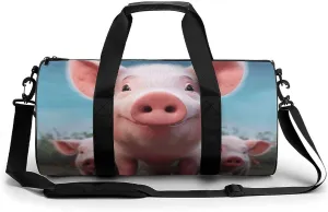 Gym Bag for Men Women Funny Cute Pig Duffel Bag Overnight Bag with Compartment Gym Sackpac