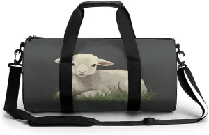 Gym Bag for Men Women Lamb in The Grass Duffel Bag Overnight Bag with Compartment Gym Sackpac