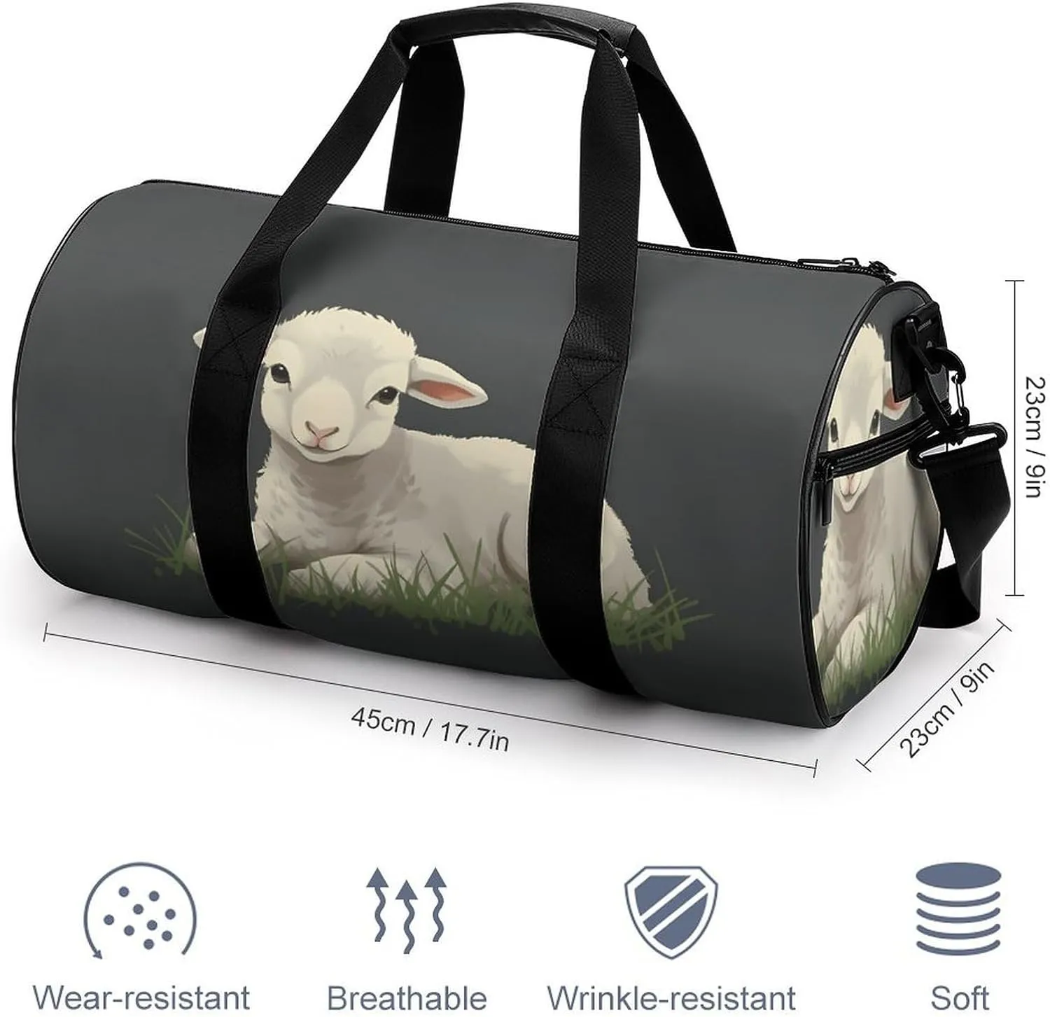 Gym Bag for Men Women Lamb in The Grass Duffel Bag Overnight Bag with Compartment Gym Sackpac