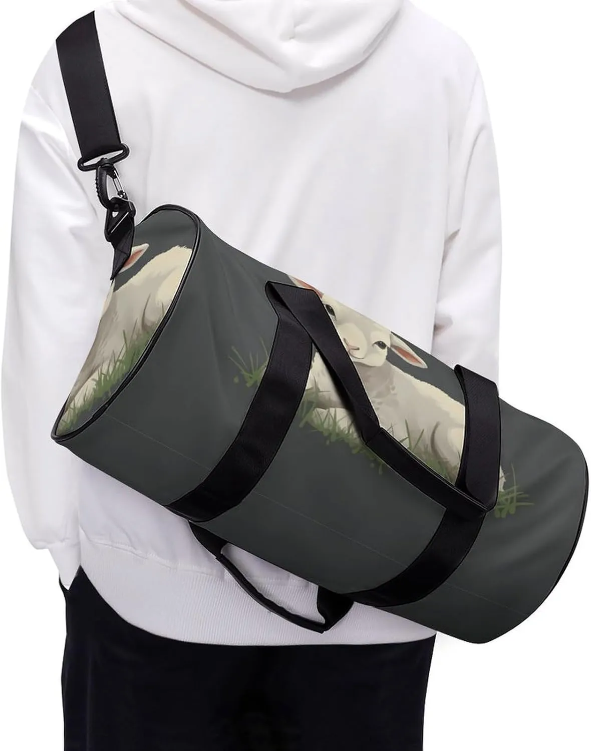 Gym Bag for Men Women Lamb in The Grass Duffel Bag Overnight Bag with Compartment Gym Sackpac