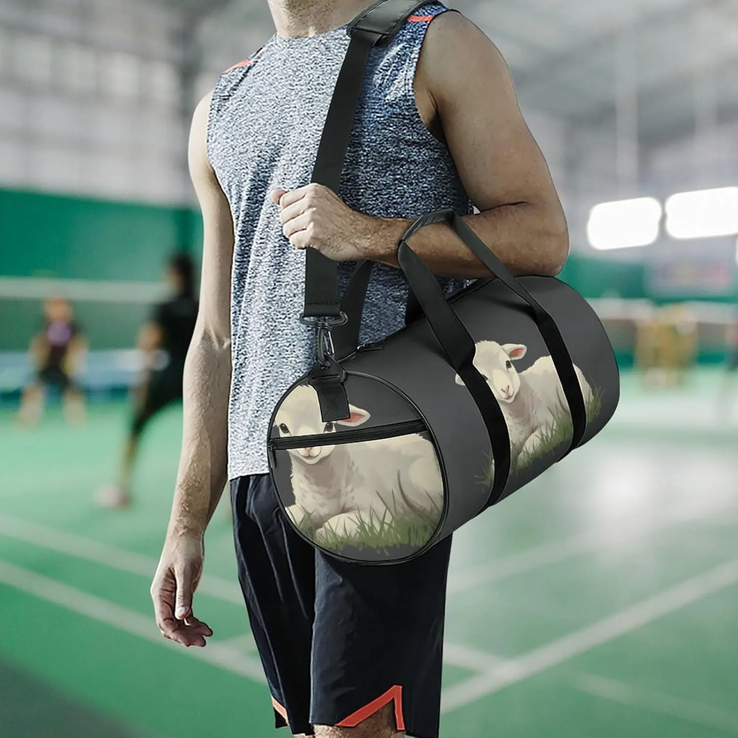 Gym Bag for Men Women Lamb in The Grass Duffel Bag Overnight Bag with Compartment Gym Sackpac