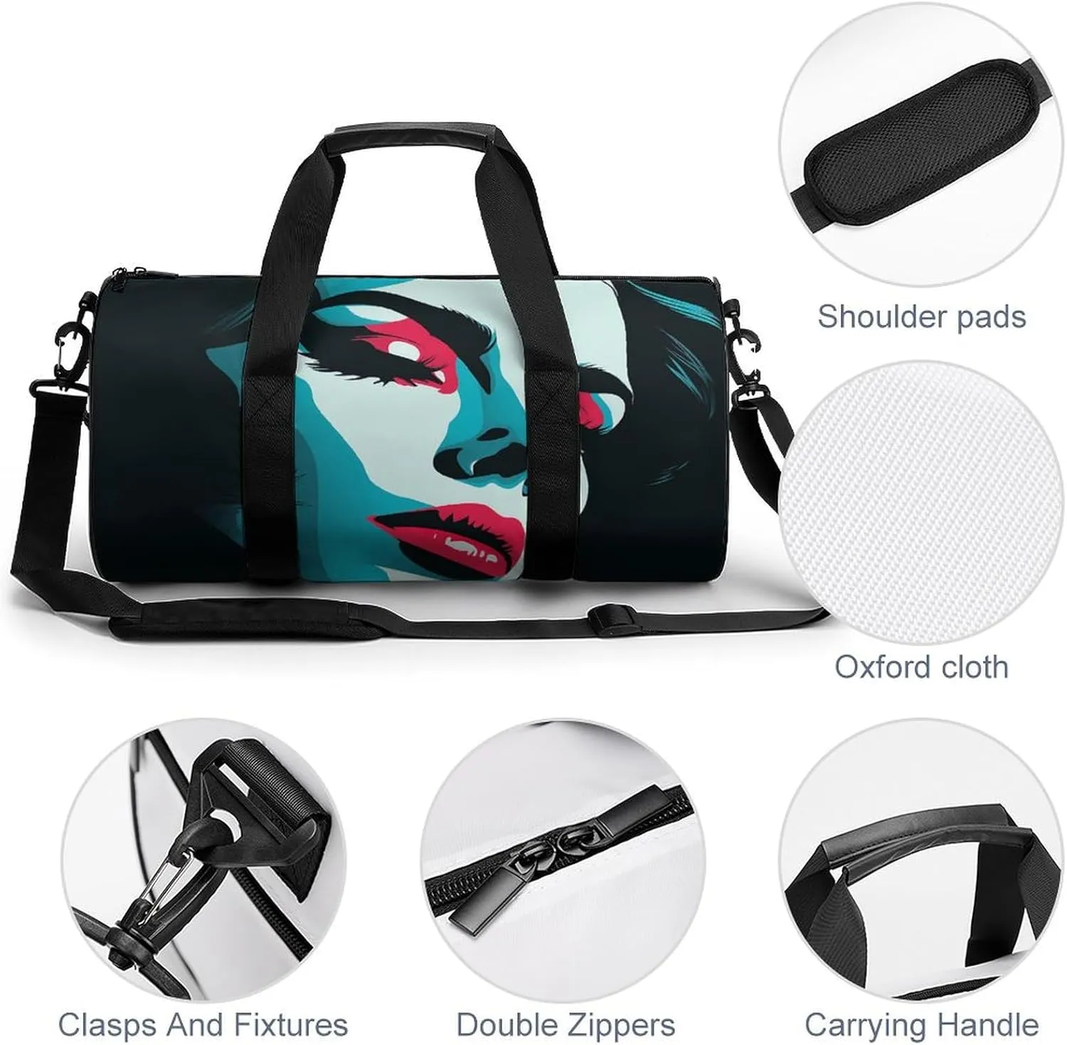 Gym Bag for Men Women Woman's Face Duffel Bag Overnight Bag with Compartment Gym Sackpac