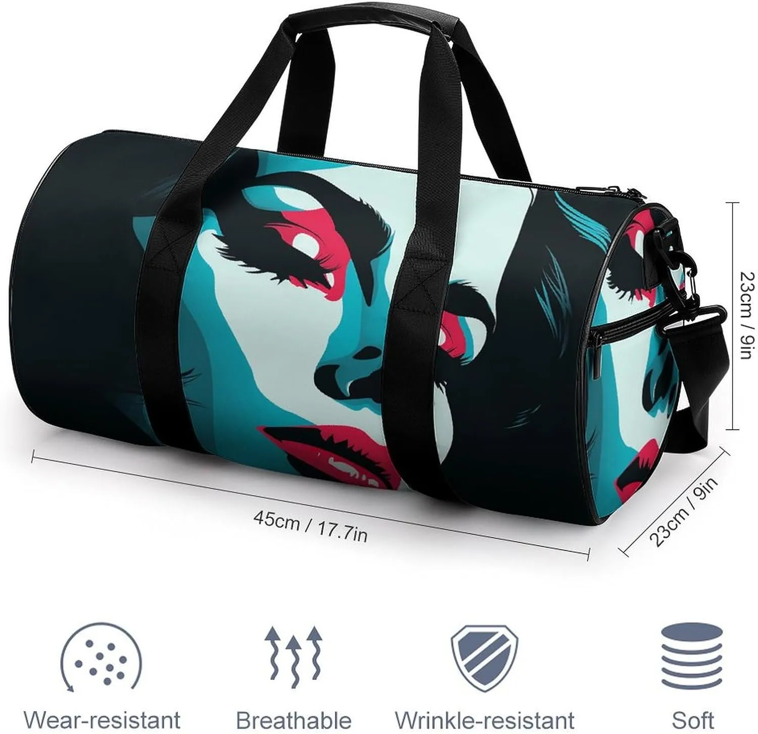Gym Bag for Men Women Woman's Face Duffel Bag Overnight Bag with Compartment Gym Sackpac