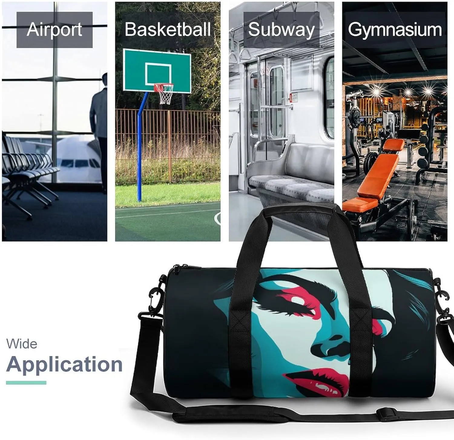 Gym Bag for Men Women Woman's Face Duffel Bag Overnight Bag with Compartment Gym Sackpac