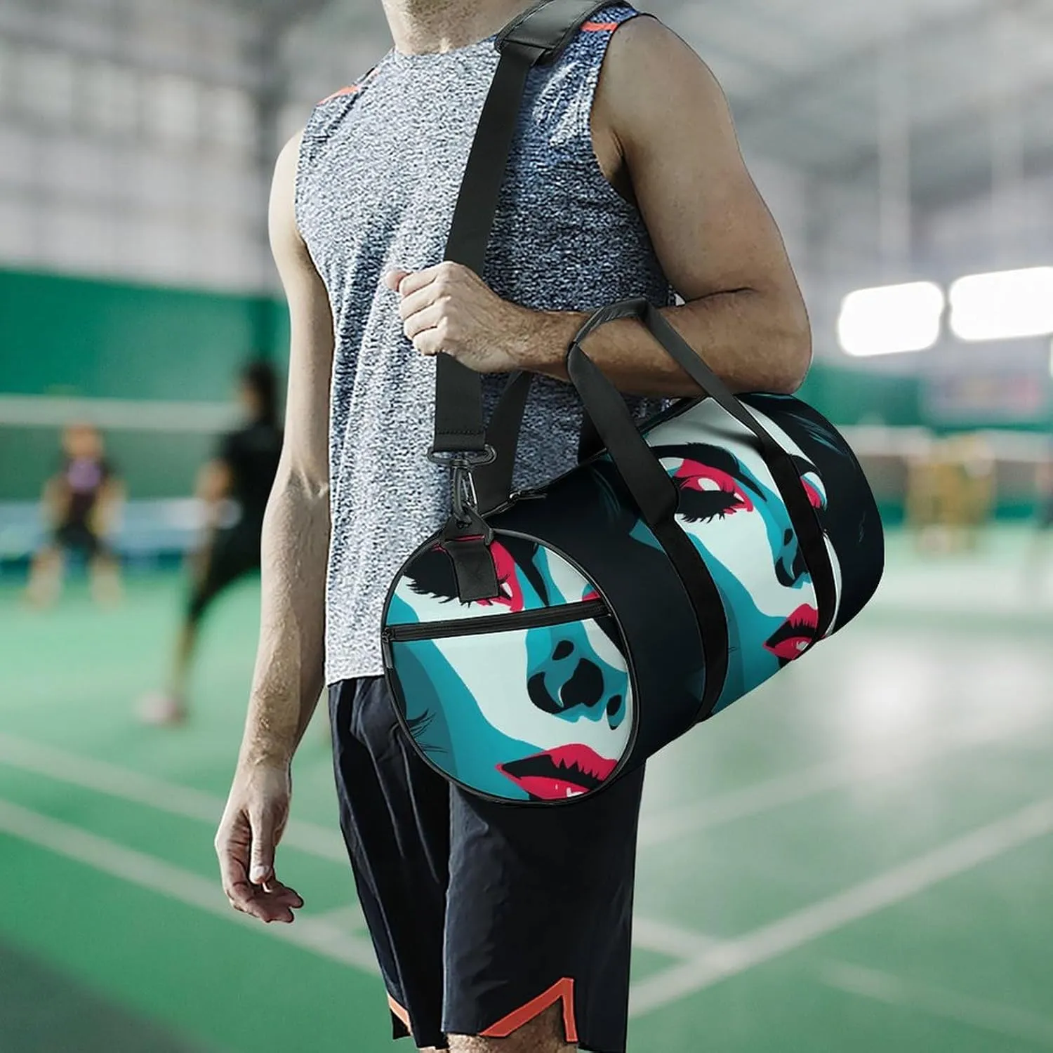 Gym Bag for Men Women Woman's Face Duffel Bag Overnight Bag with Compartment Gym Sackpac