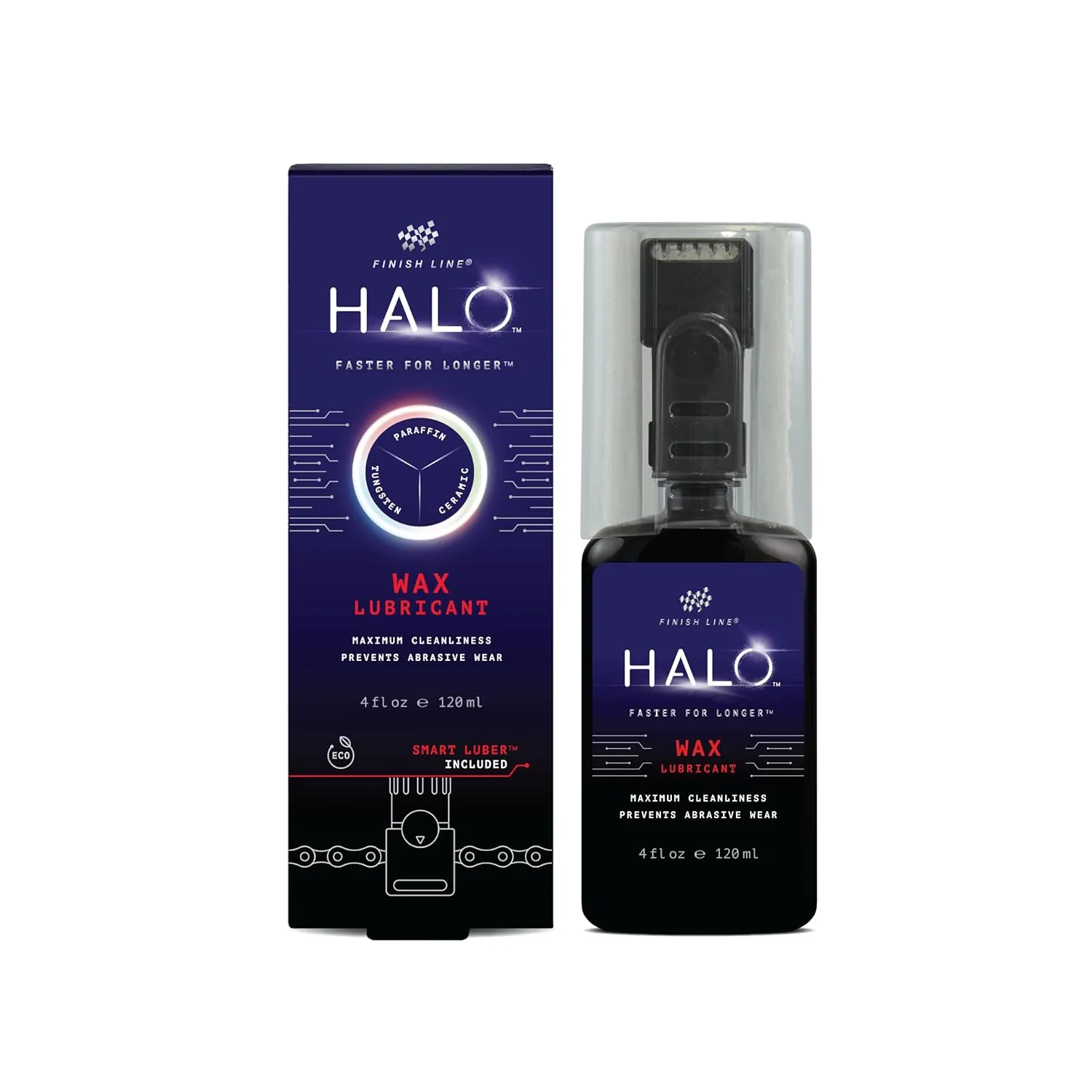 Halo Wax Bike Chain Lubricant | Premium Bicycle Care for Extended Drivetrain Performance Efficiency | Bottle with Smart Luber, 4 fl oz / 120 ml