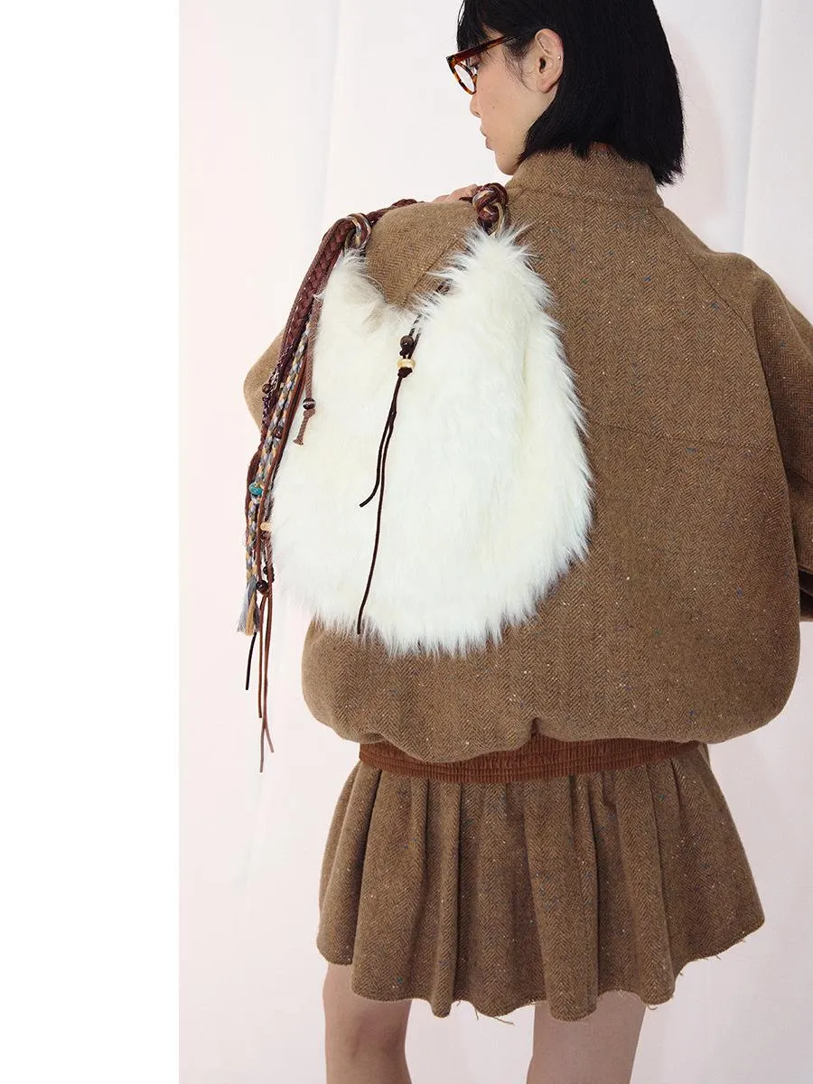Hand-Woven Fur Shoulder Bag