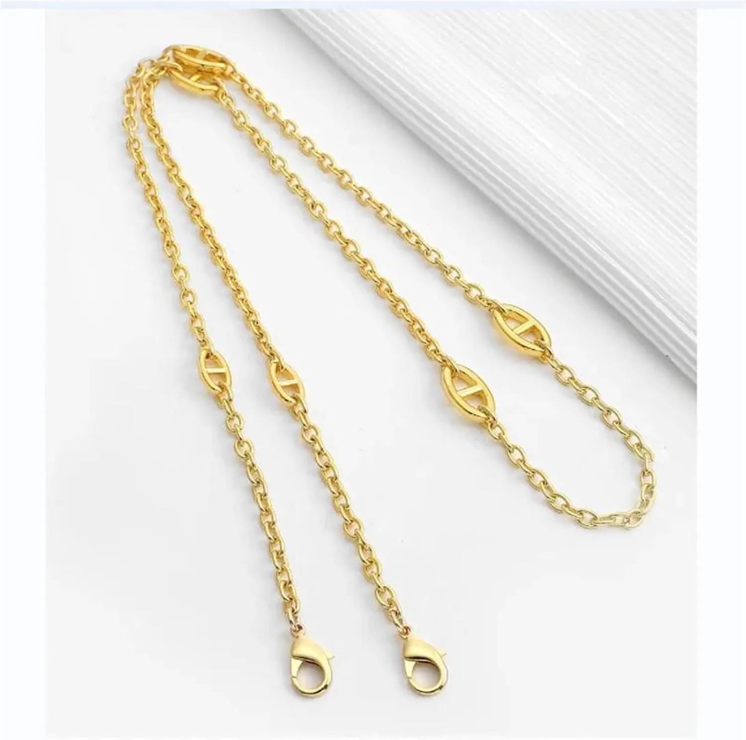 Handbag Replacement Chain Women Handbag Shoulder Carrying Lady Bag Parts Replacement Polished Shine Metal Links Long Chain Strap 120cm(Golden Buckle 2)
