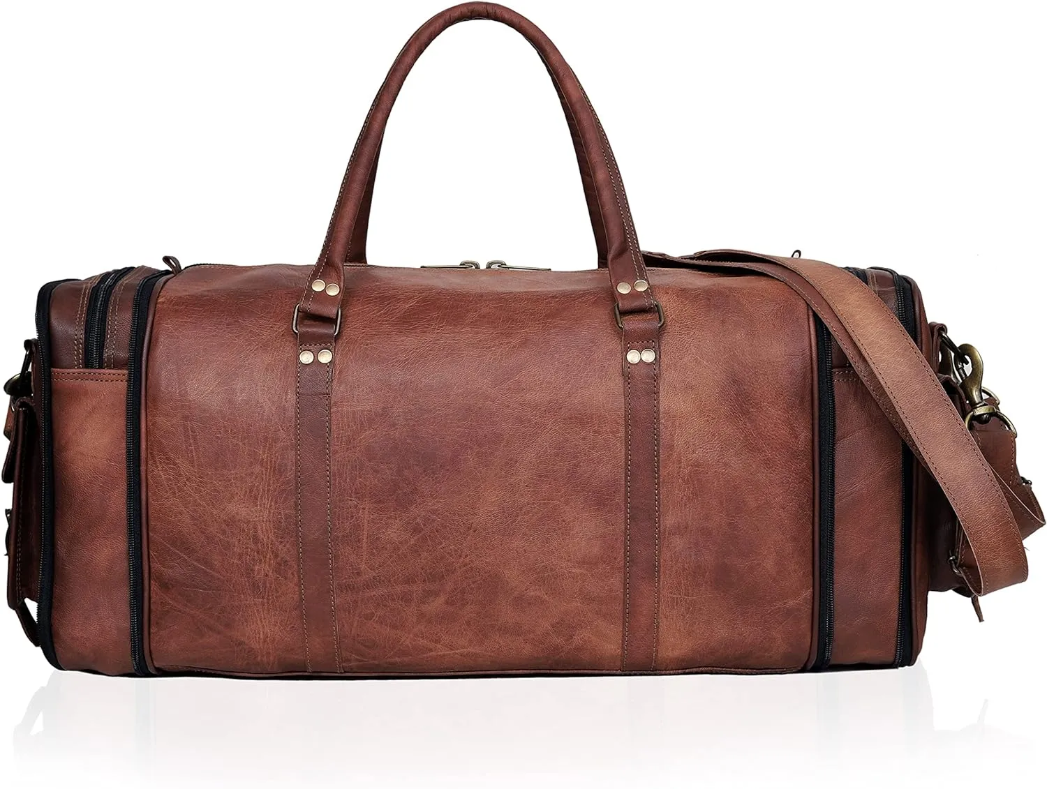 Handmade Vintage Travel Luggage 30 Inch Duffel Gym Sports Bag Weekender Travel Overnight Carry One Duffel Bag For Men (30 inch large)