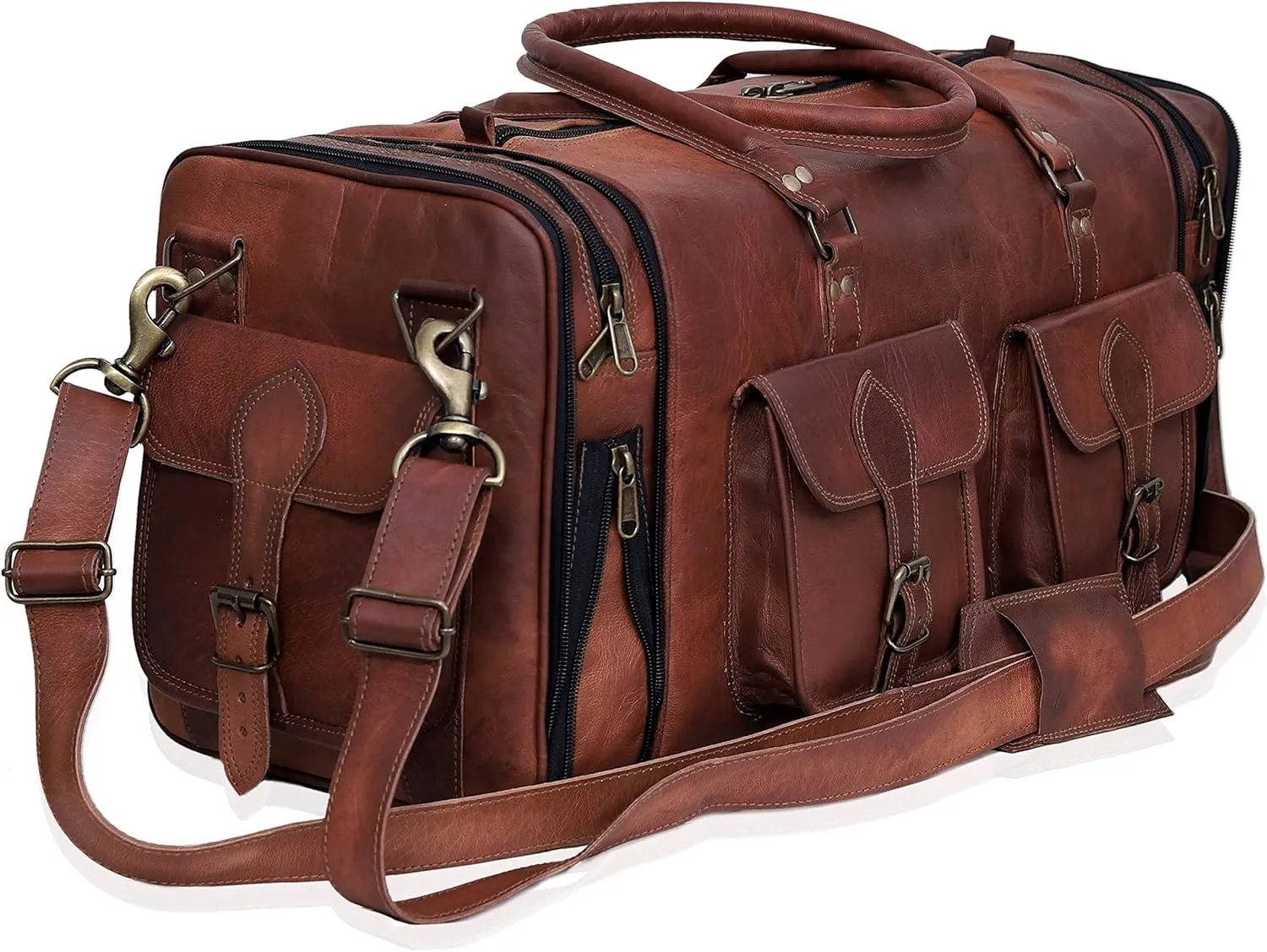 Handmade Vintage Travel Luggage 30 Inch Duffel Gym Sports Bag Weekender Travel Overnight Carry One Duffel Bag For Men (30 inch large)