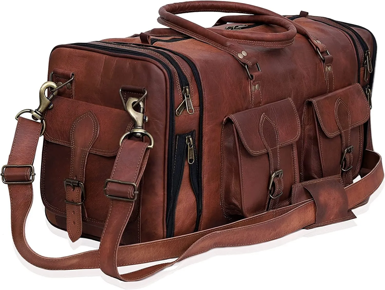Handmade Vintage Travel Luggage 30 Inch Duffel Gym Sports Bag Weekender Travel Overnight Carry One Duffel Bag For Men (32 inch large)