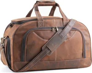 Handmade World Handcrafted Full Grain Buffalo Leather Duffle Bag - The ' Rustic Roamer ' | Versatile Business, Sports, and Travel Luggage | Gym-Ready Overnight Weekender Duffel Bag