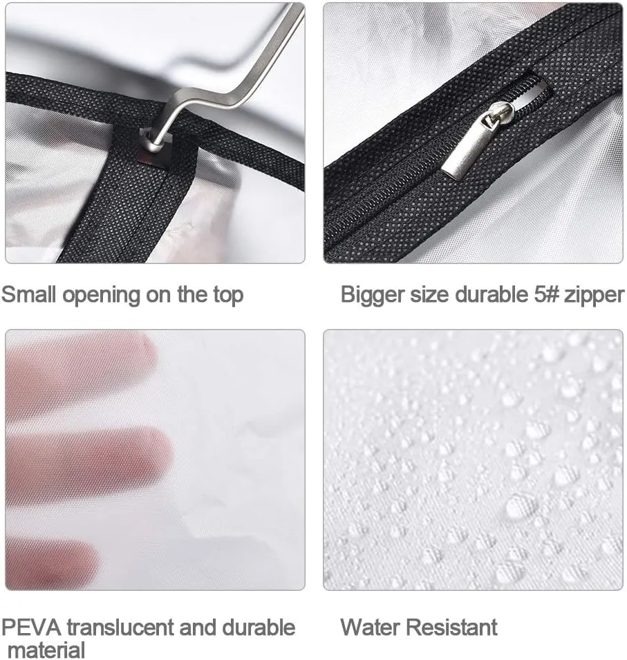 Hanging Garment Bags (Set of 12) - Black, 24'' x 40'' - Polyethylene - Zipper Closure - Perfect for Suits, Dresses, Shirts