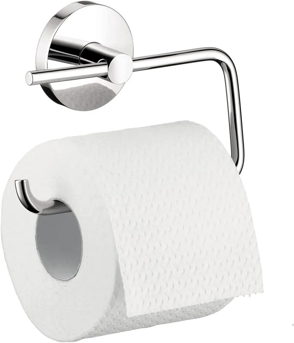 hansgrohe Toilet Paper Holder Easy Install 6-inch Modern Coordinating Accessories in Chrome, 40526000