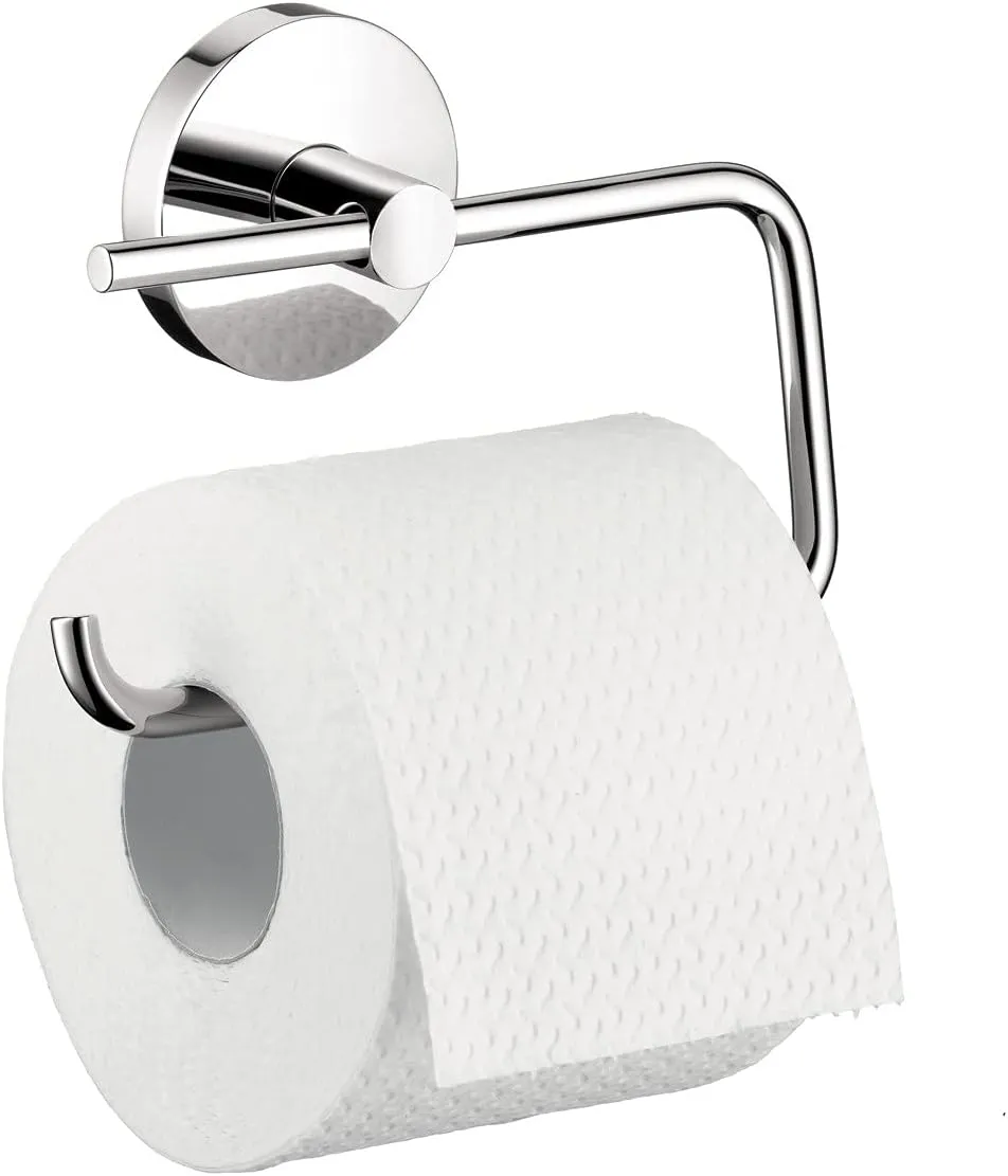 hansgrohe Toilet Paper Holder Easy Install 6-inch Modern Coordinating Accessories in Chrome, 40526000