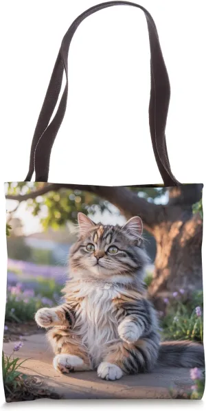 Happy Cat Zen Calico Cat Cute Furry Animal Lover Cat Tote Bag
