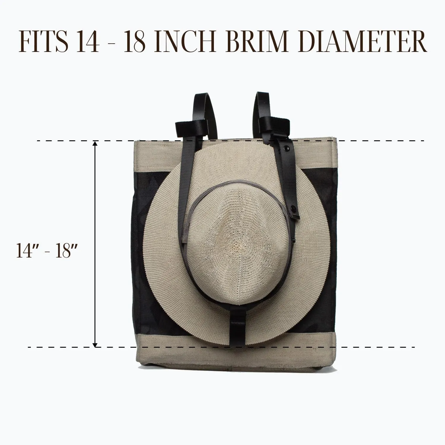 Hat Holder for Travel- Stylish Durable Travel Accessory Designed for Purses, Totes, Bags, Backpacks, Luggage & More | Fits Multiple Hats and Cowboy Hats with Thick or Curved Brims