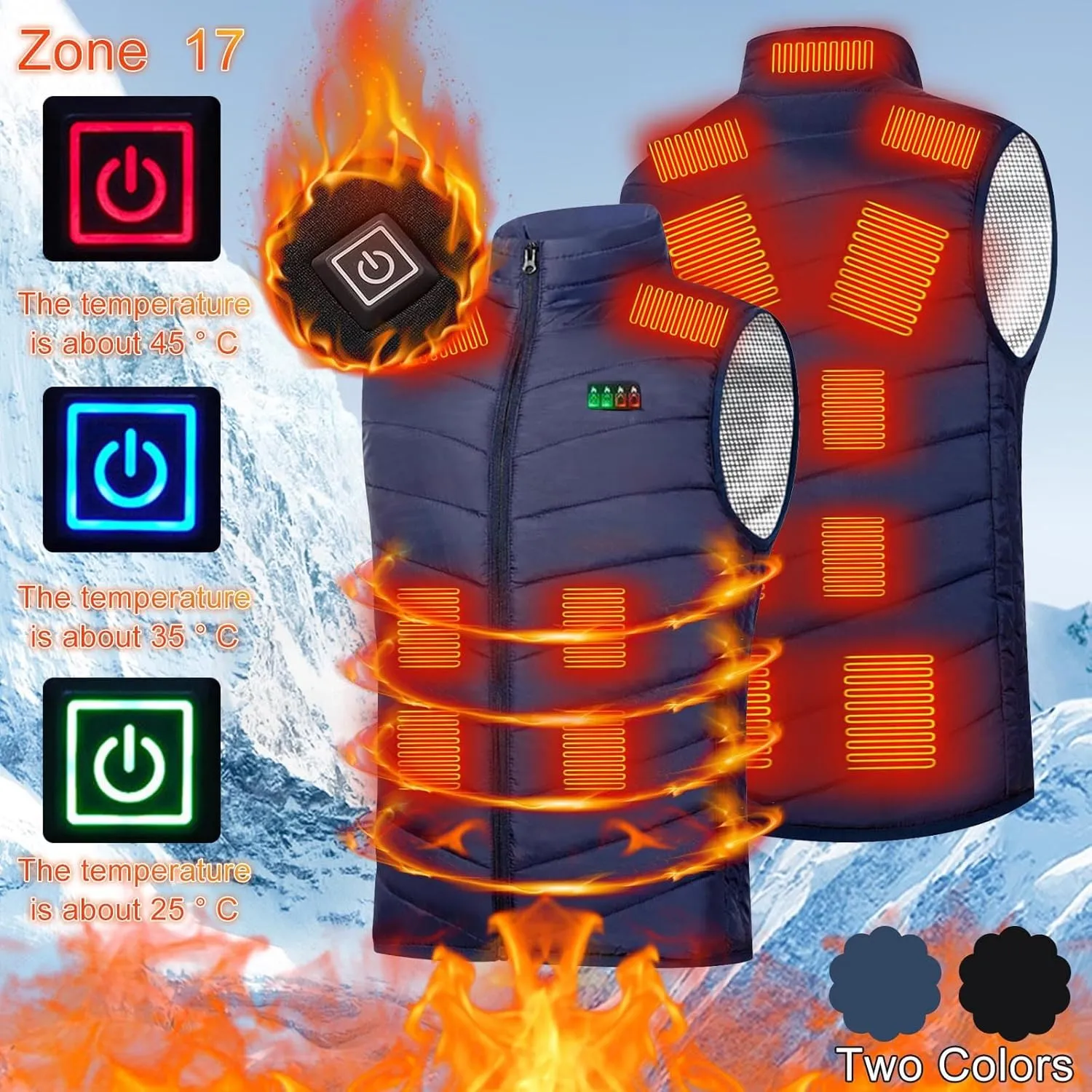 Heated Vest For Men Winter Outdoor Windproof Jackets Soft Shell Electric Heating Coat Smart Heated Vest (No Battery)