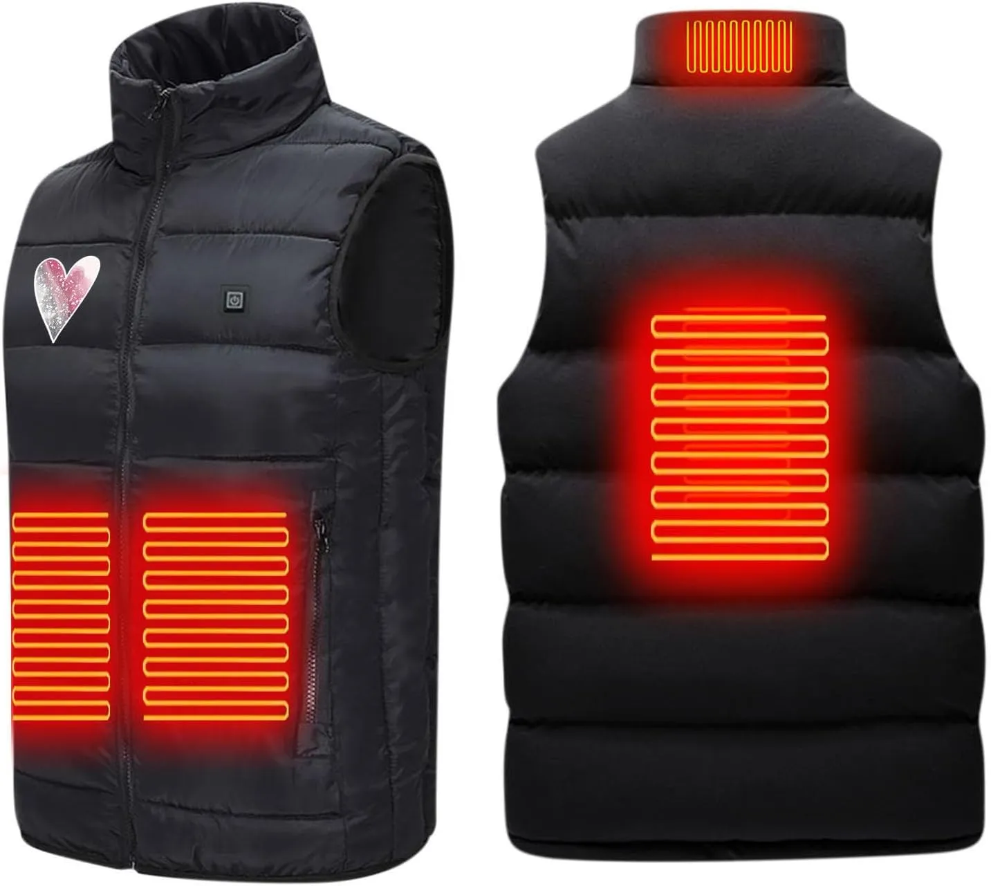 Heated Vest for Men Women with Hooded USB Charging Temperature 4 Heated Zone Winter Heated Coat