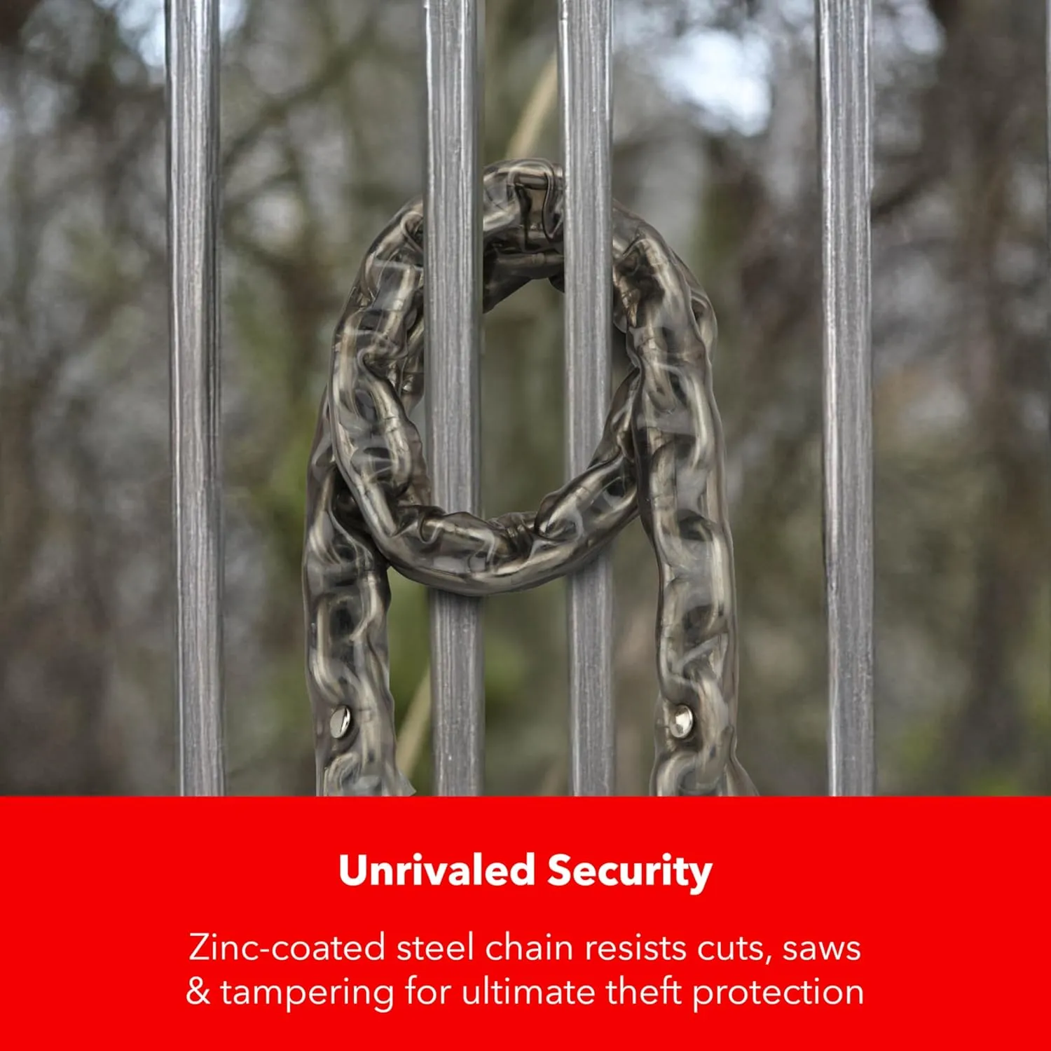 Heavy-Duty Chain Lock – 3.94ft Hardened Steel, 10mm Cut-Resistant Links, PVC Weatherproof Coating – Ultimate Anti-Theft Protection for Bikes, Motorcycles, Gates & Fences, High-Security Design