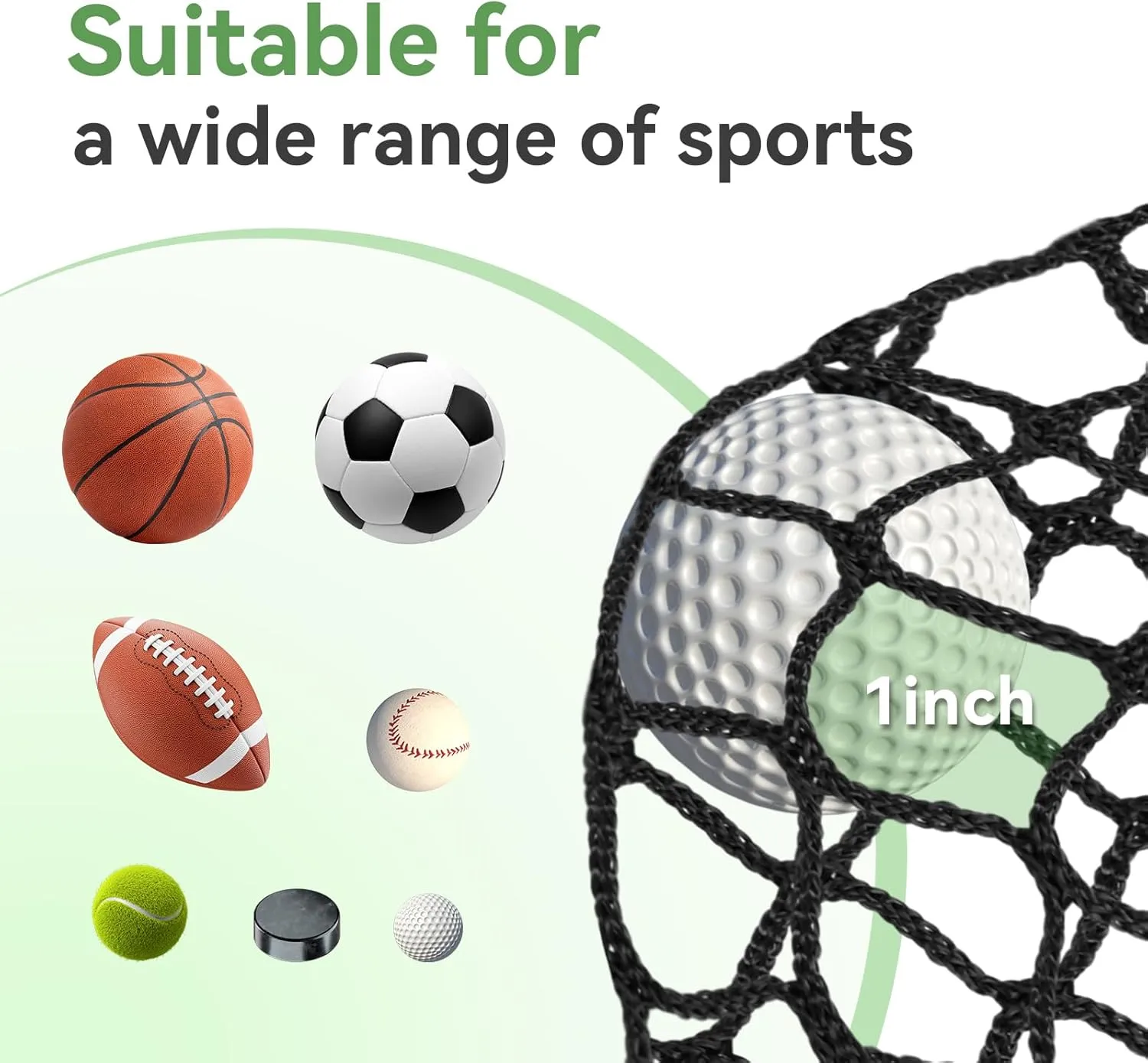 Heavy Duty Golf Hitting Net - 10/15/20/25/30/40/50ft Indoor/Outdoor Nylon Netting, Ideal for Backyard & Garage Swing Training