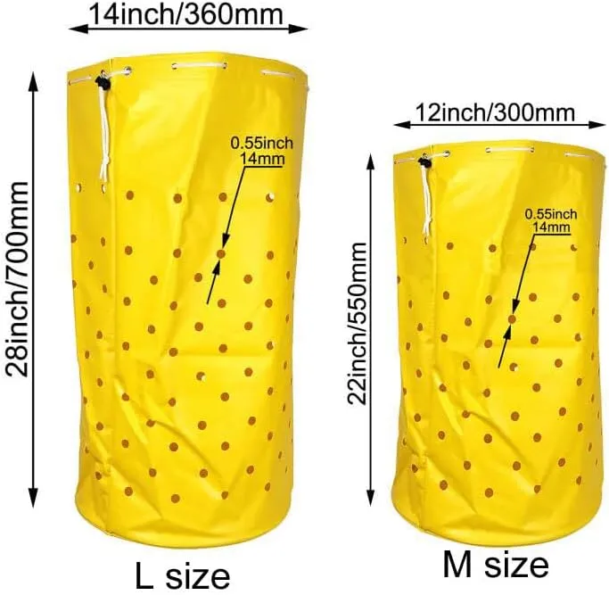 Heavy-Duty Nylon Coated 5-12 Gallon Chum Bag (M size, yellow color)