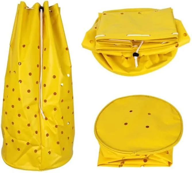 Heavy-Duty Nylon Coated 5-12 Gallon Chum Bag (M size, yellow color)