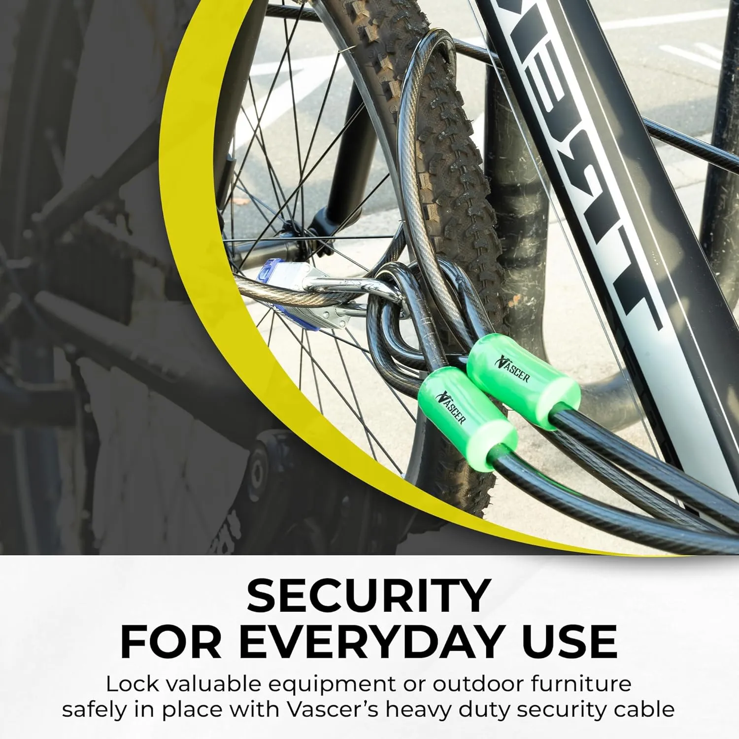 Heavy Duty Security Cable with Loops - 15 Feet (3/8") Bike Cable Lock Cut Resistant with Braided Steel and Vinyl Coating -Security Chain Lock for Bicycle, Boat, Ladder, Gate, Mower & Equipment