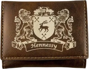 Hennessy Irish Coat of Arms Rustic Leather Wallet