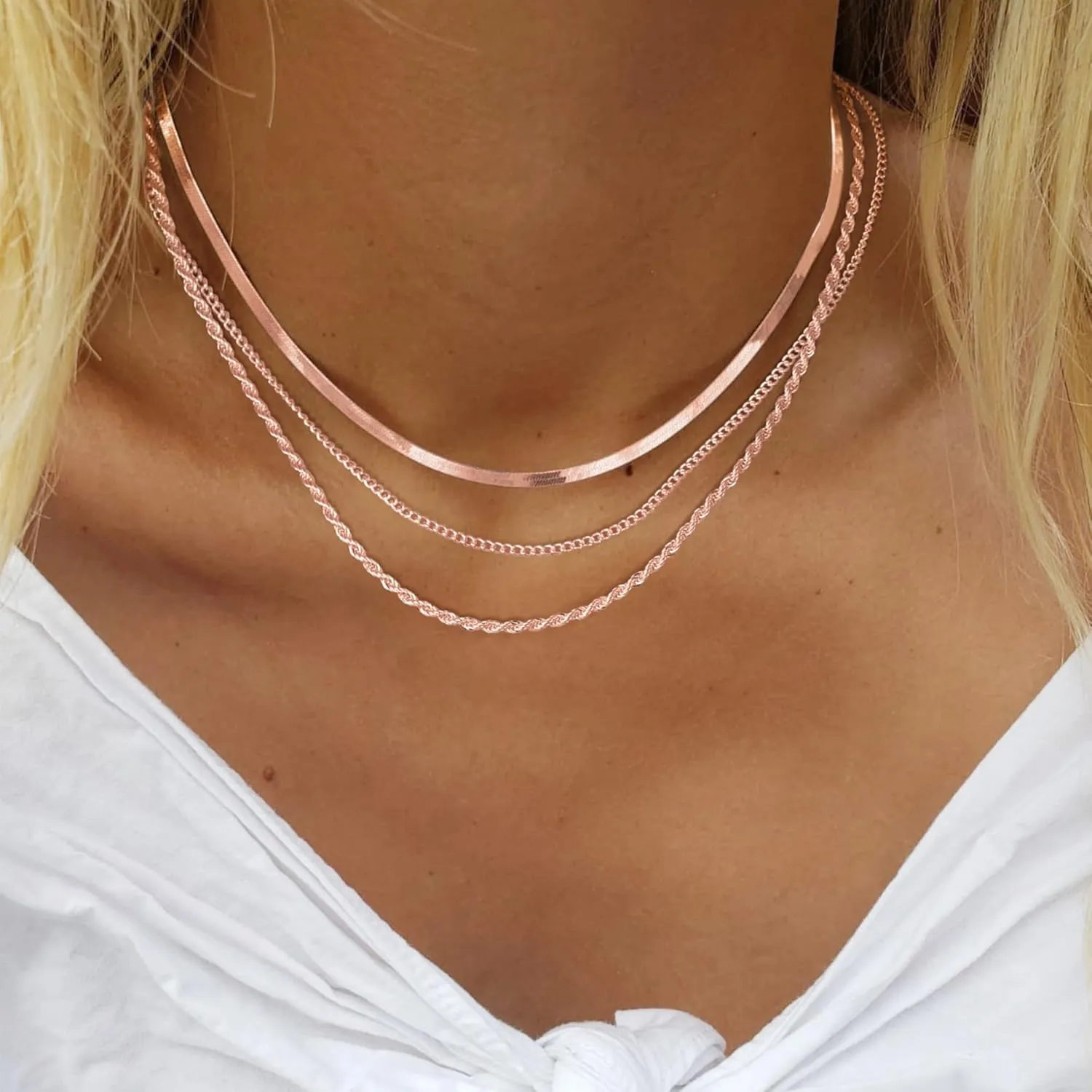 Herringbone Necklace for Women,Dainty Gold Necklace,14k Gold Plated Snake,Gold Chain Choker Necklaces,Simple Gold Layered Necklaces,Gold Jewelry Gift for Women