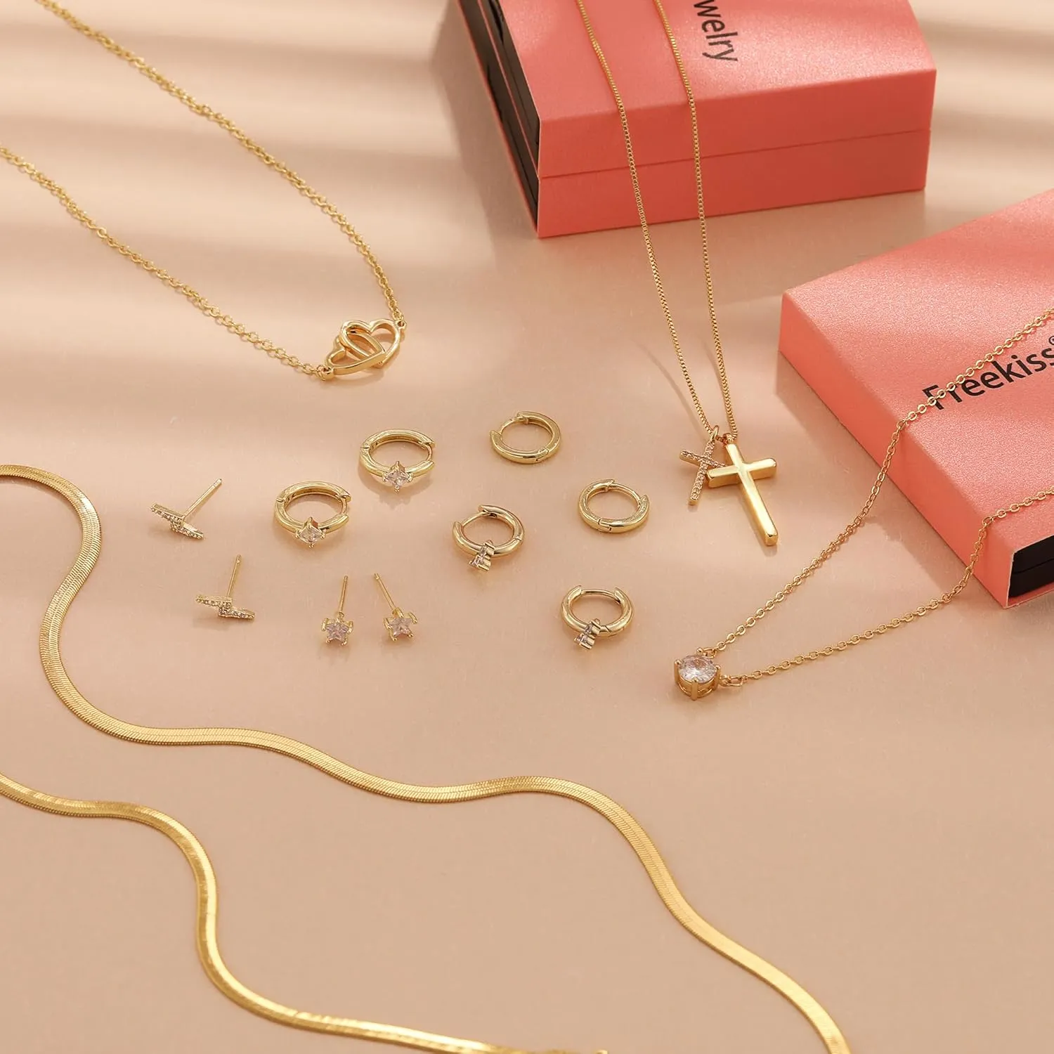 Herringbone Necklace for Women,Dainty Gold Necklace,14k Gold Plated Snake,Gold Chain Choker Necklaces,Simple Gold Layered Necklaces,Gold Jewelry Gift for Women