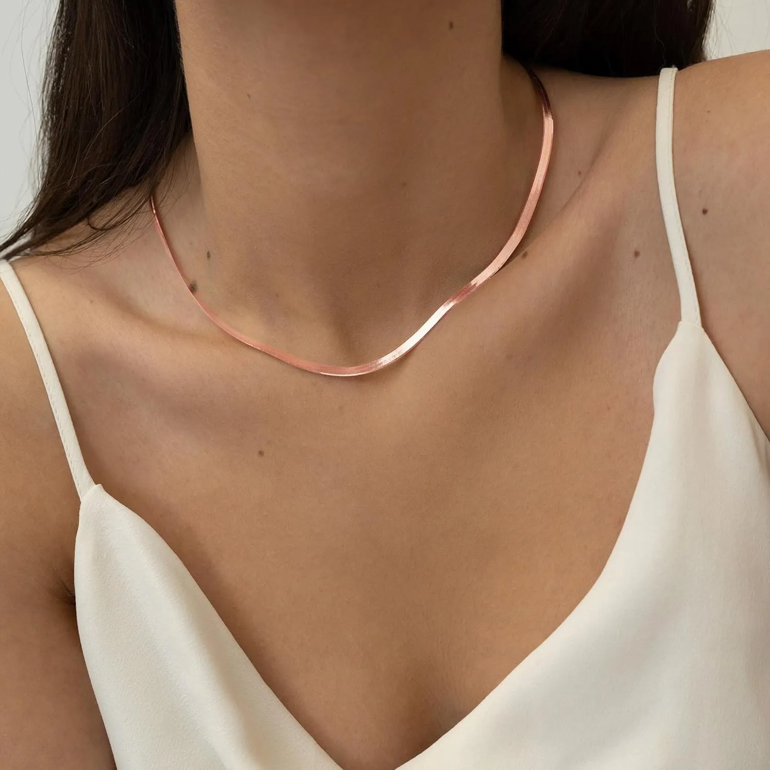 Herringbone Necklace for Women,Dainty Gold Necklace,14k Gold Plated Snake,Gold Chain Choker Necklaces,Simple Gold Layered Necklaces,Gold Jewelry Gift for Women
